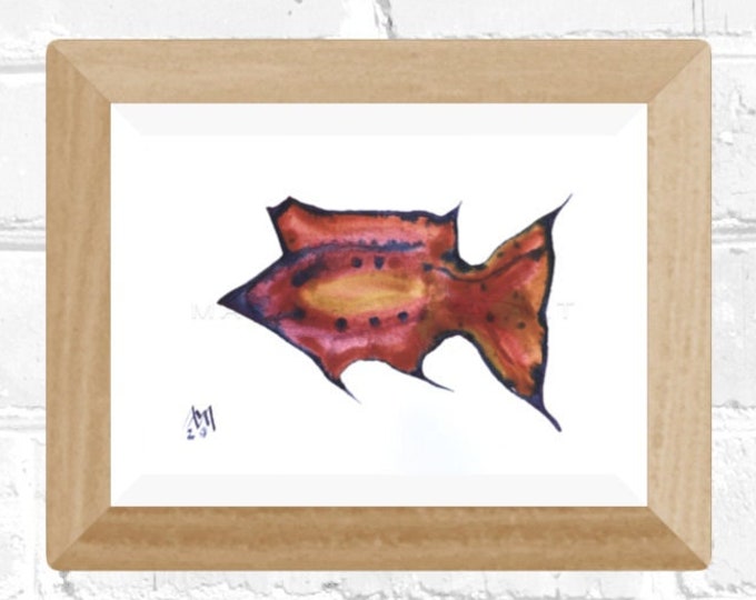 Framed Watercolor Painting Fish