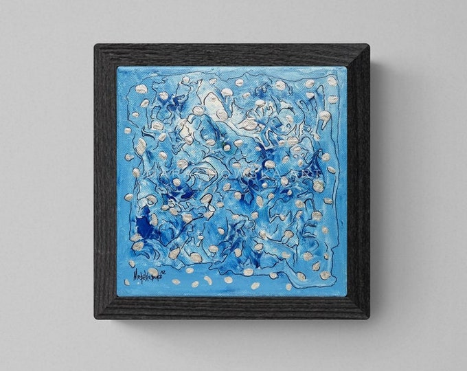 Blue and White Painting Sea Spray by Maria Marachowska