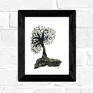 Framed Watercolor Painting Green Tree