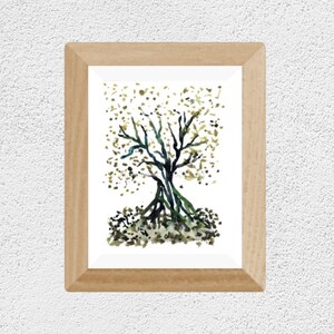 Framed Watercolor Painting Green Tree