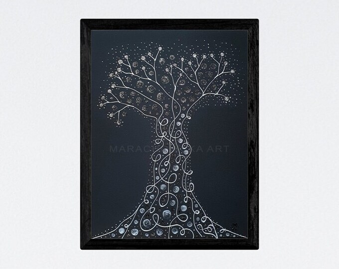 Original Painting Silver Tree - Maria Marachowska