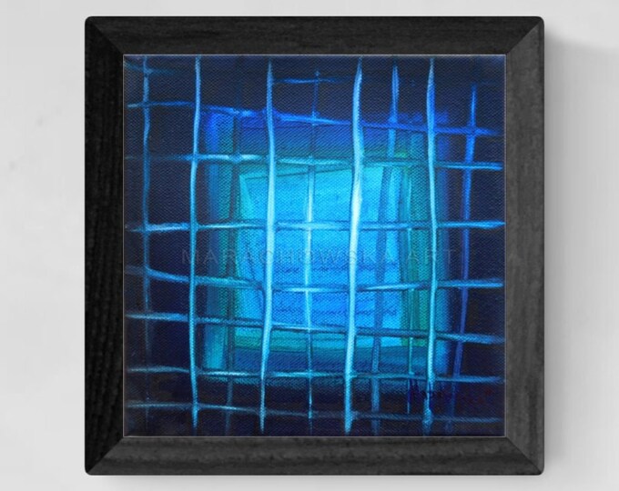 Original Painting Blue Lines by Maria Marachowska