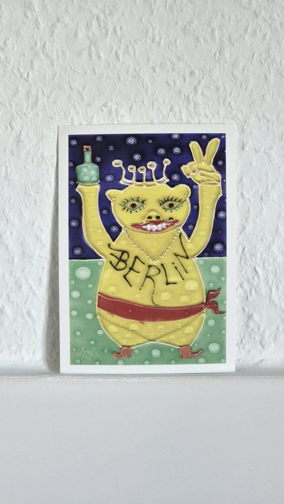Berliner Bär Kunst Postkarte, Originalgemälde von Maria Marachowska