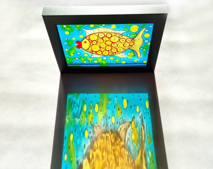 Glass Painting Suncatcher Gold Fish by Maria Marachowska