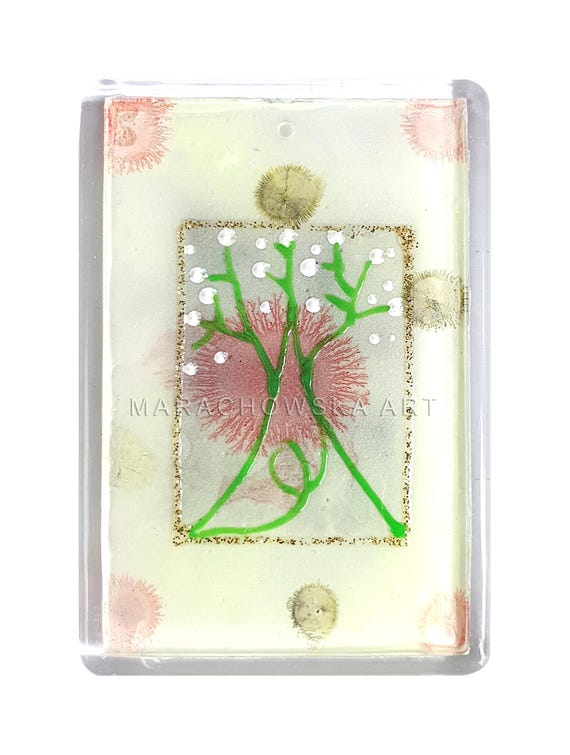 Glasgemälde Kühlschrankmagnet Grüner Baum