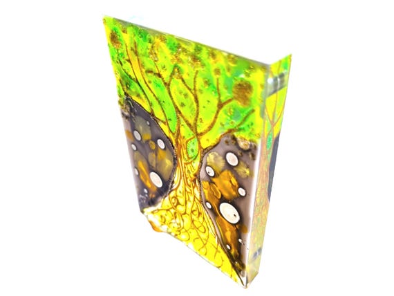 Glasgemälde Magnet Skulptur "Grüner Baum"