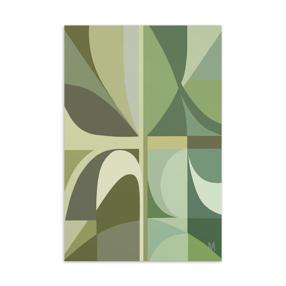 Kunstpostkarte in Grün, "Olivenhain" Motiv von Maria Marachowska