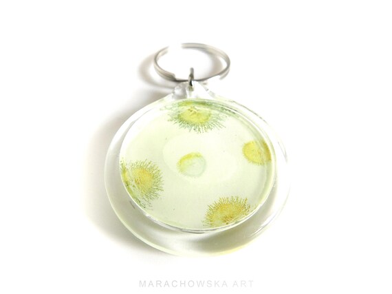 Glass Painting Keychain Yellow Art glow in the dark
