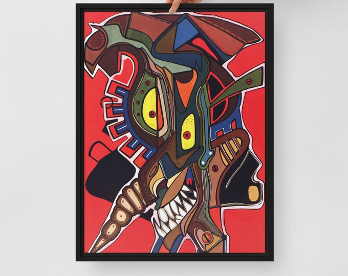 Framed horror canvas print "Wicked Pinocchio" by Maria Marachowska