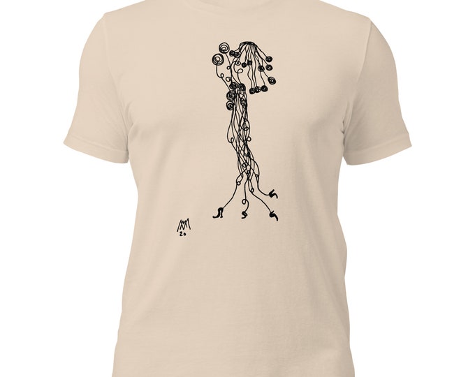 Unisex T-shirt "Lady" - Funny T-shirts - Surreal T-shirt - Print T-shirts - T-shirt Original Drawing - Art T-shirt - Organic T-shirt