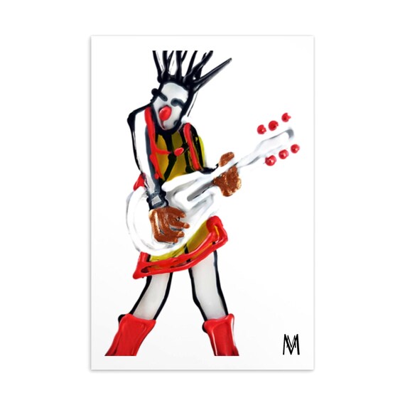 Postcard Guitarist Girl - Music Postcards - Postcard Guitar - Art Postcards - Reproduction of the original painting by Maria Marachowska
