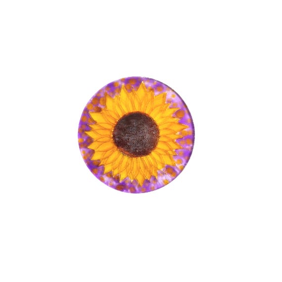 Einzigartiges Rundes Glasgemälde "Sonnenblume" von Maria Marachowska – Ein Unikat für Kunstliebhaber und Sammler