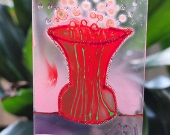 Glass Painting Red Vase by Maria Marachowska