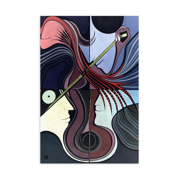 Musik Postkarte Gemälde Cello