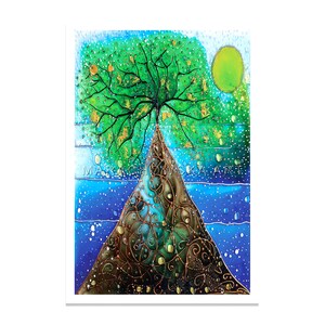 Diese Postkarte ist ein hochwertiger Druck des Original-Gemäldes "Seelandschaft Baum" von Maria Marachowska.
