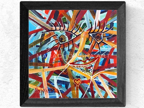 Exklusives Kunstwerk "Mädchen" von Maria Marachowska – Handgemaltes 20x20 cm Acrylgemälde in strahlenden Farben, perfekt für Ihr Zuhause