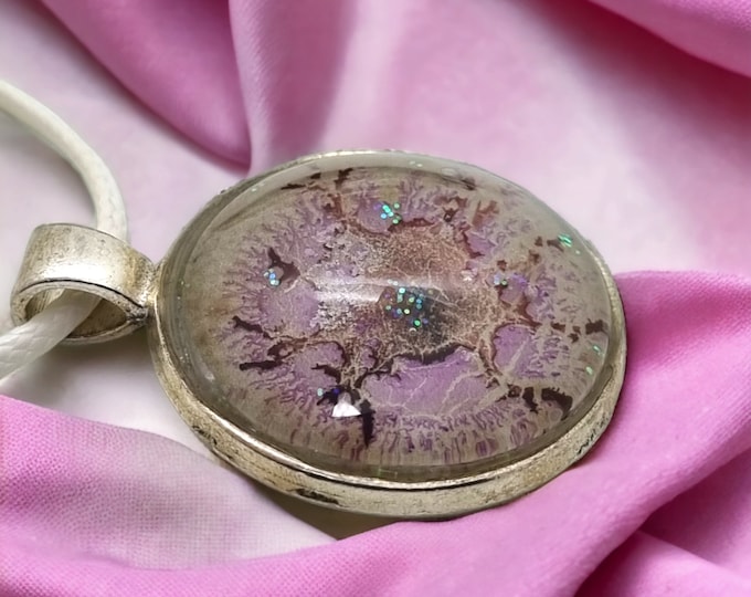 Purple glitter art glass charms by Maria Marachowska
