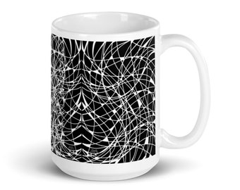 Black White Ceramic Mug by Maria Marachowska