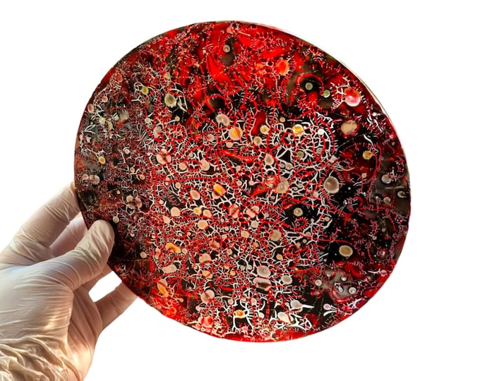 Glass painting suncatcher Abstract Red by Maria Marachowska