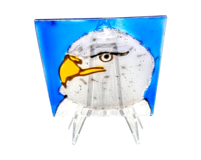 Glass painting Eagle - window suncatcher - window decoration bird - window picture animals - window hanger blue white