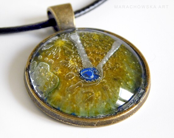 Hand Painted Yellow Necklace by Maria Marachowska