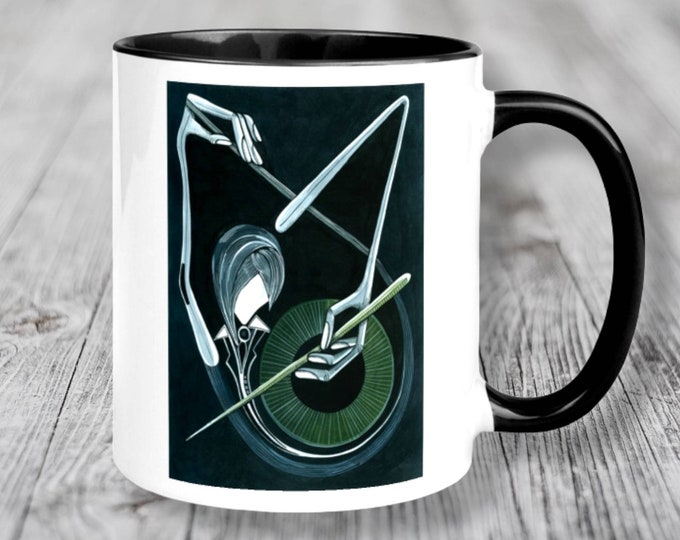 Coffee Mug black and white Musician by Maria Marachowska