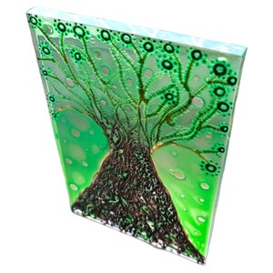 Original Glass Painting Magnet Gold Tree by Maria Marachowska image 2