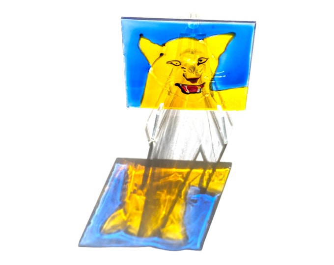 Glass painting lioness - window sun catcher - window decoration Africa - window picture animals - window hanger yellow - gift painting