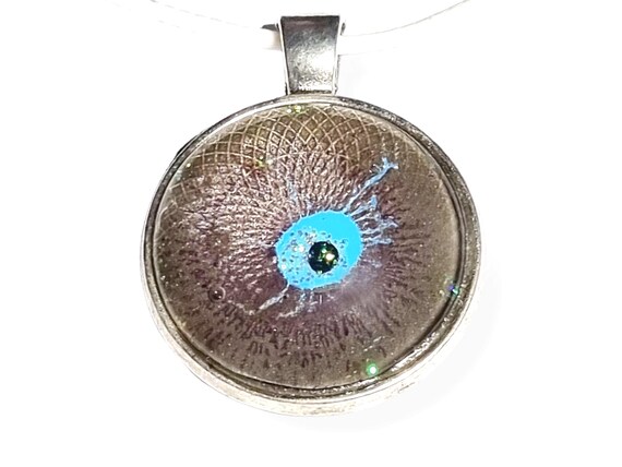 Purple Blue Art Glass Pendant Glow in the Dark by Maria Marachowska