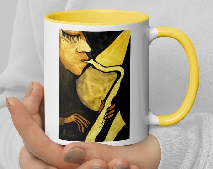 Art Mug Saxophonist by Maria Marachowska
