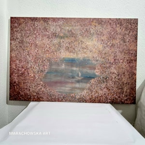 Large Oil Painting Pink Trees