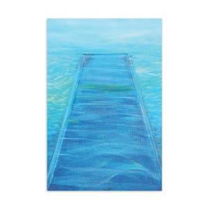 Cartolina con molo in mare - immagine di acqua turchese - dipinto marittimo - lago panoramico - lago con molo - immagini di molo sul mare - molo in riva al mare
