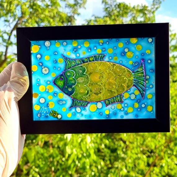 Glasgemälde Sonnenfänger Fisch