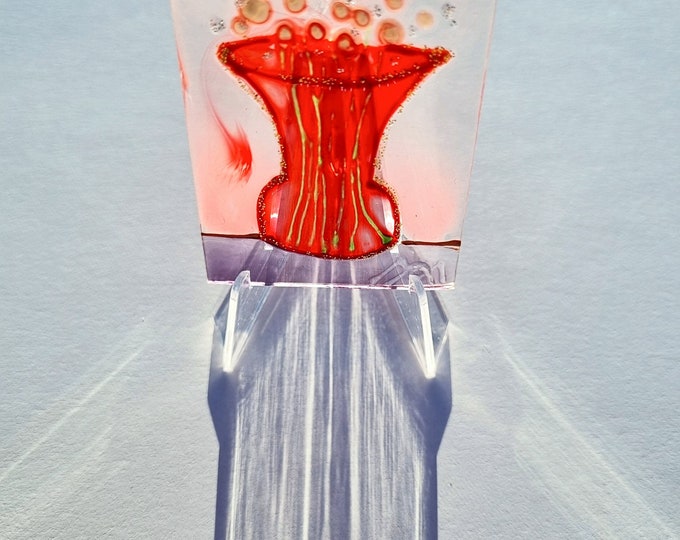 Glass Painting Red Vase by Maria Marachowska