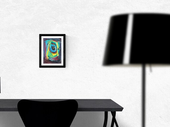 Abstract Watercolor Painting Blue Portrait