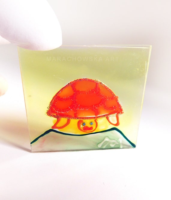 Orange Painting Turtle by Maria Marachowska