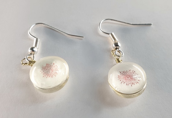 Handmade Red White Glass Earrings