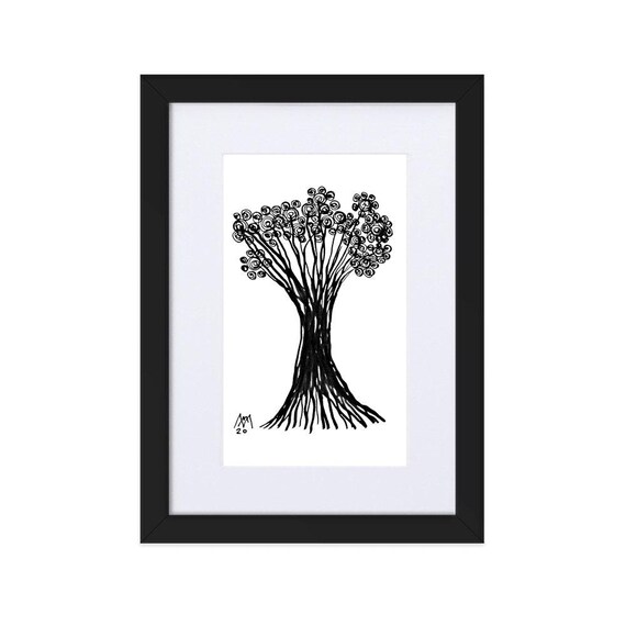 Gerahmtes Poster „Baum“ (30x21 cm) Originalzeichnung