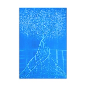 Cartolina d'arte albero oceanico - stampa pittura - riproduzione artistica - motivi panoramici - regalo albero - impressione della natura - toni blu