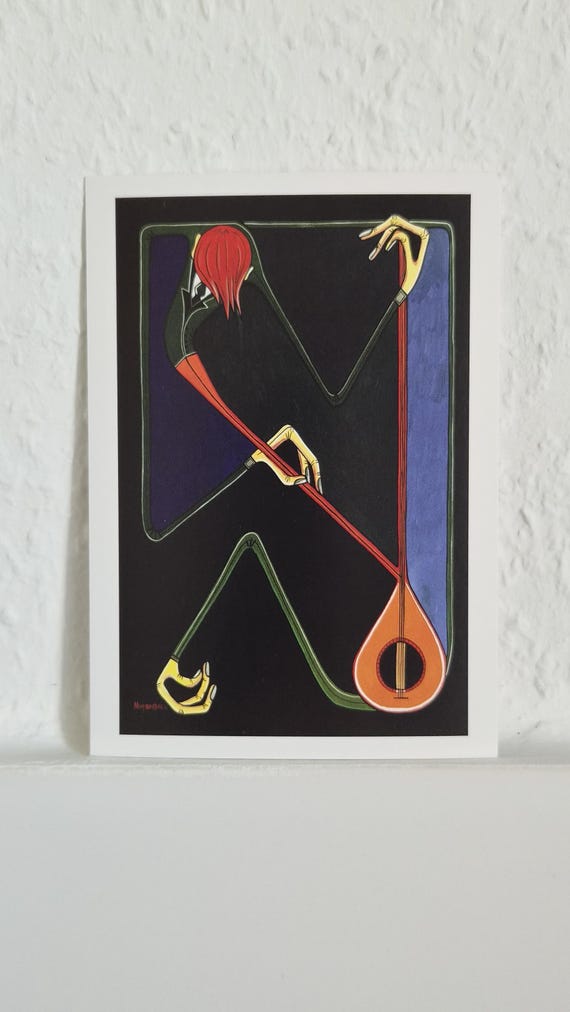 Kunstpostkarte "Geigenspieler", hochwertiger Druck, 15x10 cm