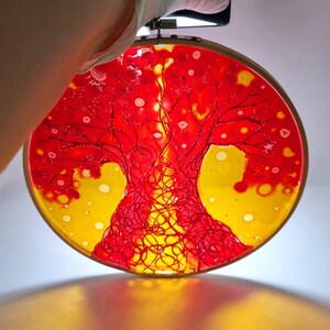 Glass Painting Suncatcher Red Tree by Maria Marachowska image 8