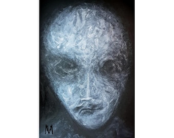Horror-ansichtkaartschilderij: De Fluisterende Man
