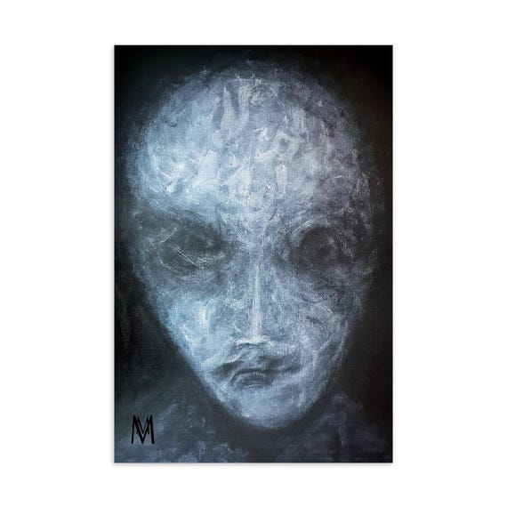 Horror Postkarte Gemälde Whispering Man