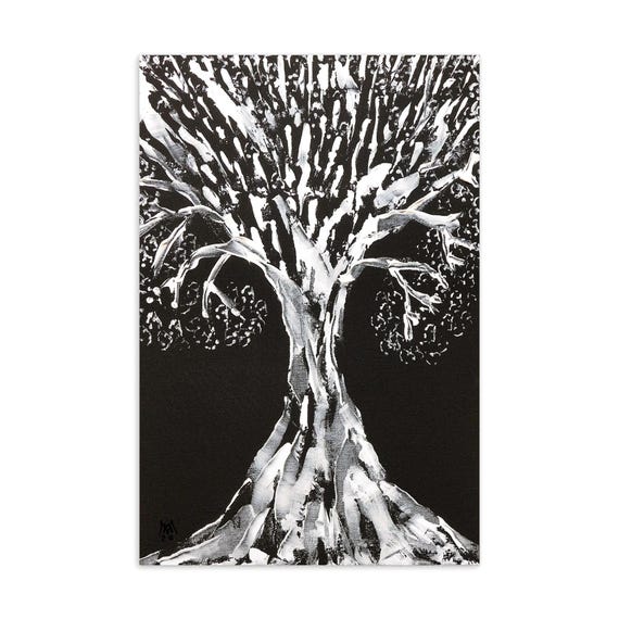 Postkarte Gemälde Weißer Baum