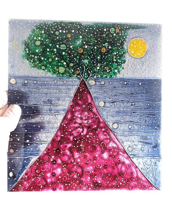 Glasgemälde Sonnenfänger Wasserbaum
