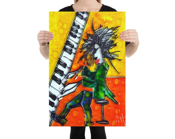 Music Poster Pianist - Reproduction of the original painting - Pianist Poster - Artist Poster - Music Poster - 12″×18″ - 20″×30″