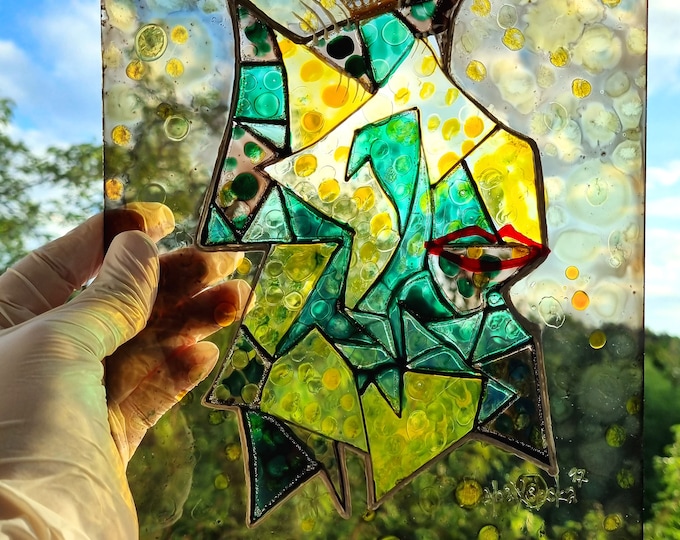 Glass Painting Suncatcher Frog by Maria Marachowska