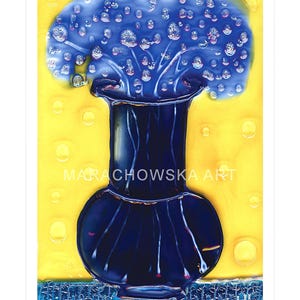 Postal artística "Flor azul": impresión de alta calidad del original de Maria Marachowska para amantes de las flores.