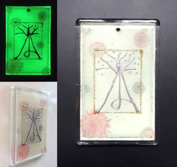 Painting Art Magnet Silver Tree glow in the dark by Maria Marachowska