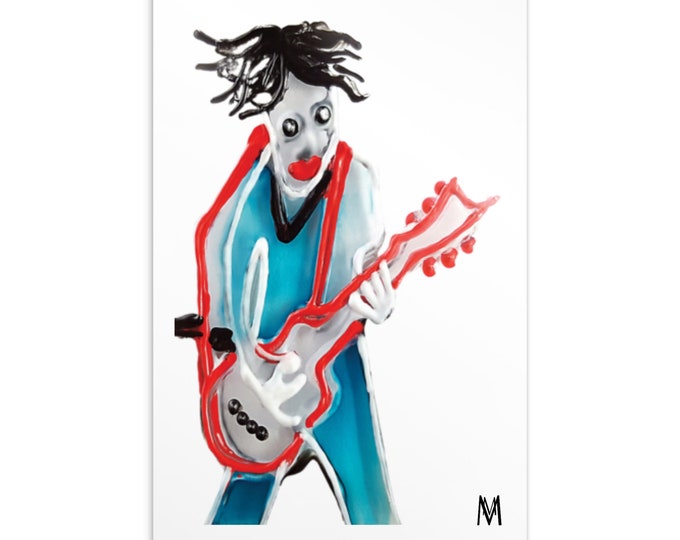 Postcard Rock Guitarist - Music Postcards - Postcard Guitar - Art Postcards - Reproduction of the original painting by Maria Marachowska